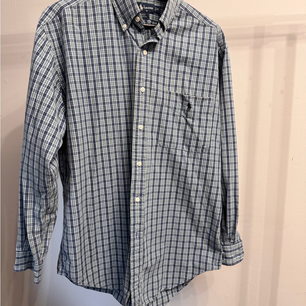 Ralph Lauren Men's Navy and White Checkered Shirt